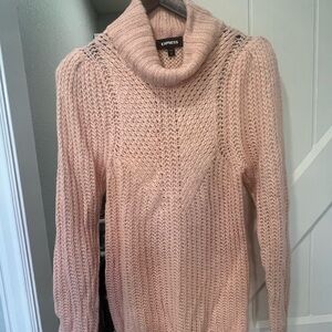 Express Women's Soft Pink Cowl Neck Sweater